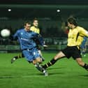 Peter Gain in action for Posh at Burton in a 2005 FA Cup tie. Photo: Alan Storer.