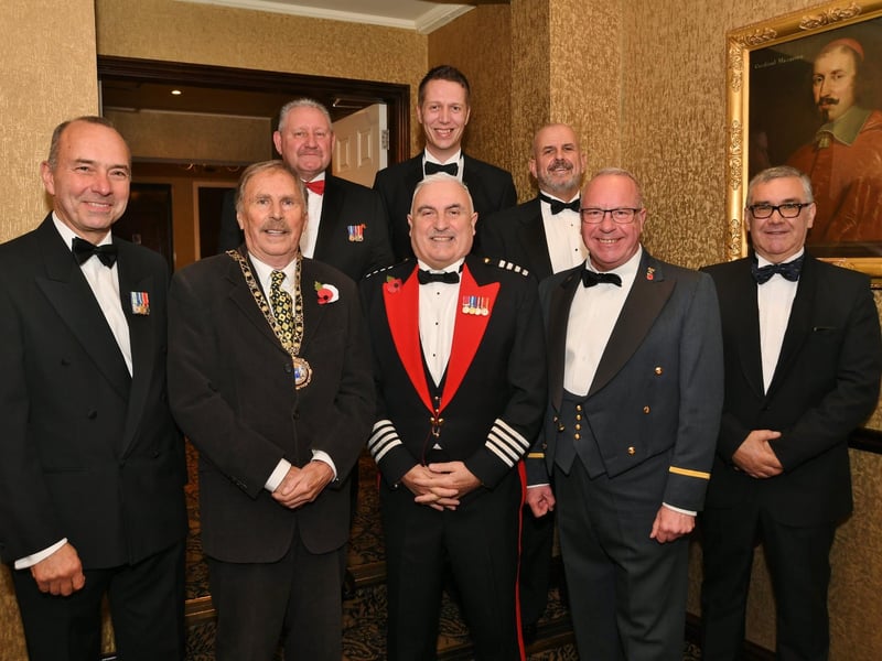 Former Peterborough Volunteer Fire Brigade C.O. Tony DeMatteis with his top table guests including Mayor of Peterborough Alan Dowson at the Brigade's annual dinner at the Bull Hotel in 2022.