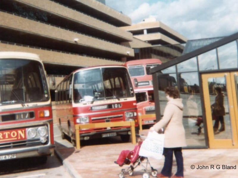 The buses stopping at the station have changed a lot in the past 43 years