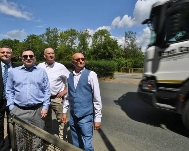 James Collingridge, head of PCC Highways with city councillors  Scott Warren, Nigel Simons and Charles Fenner on the side of Bretton Way near Adderley