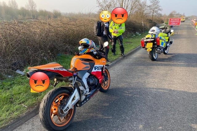 This was the second time in two weeks that this biker was stopped and dealt with for 'inconsiderate riding', according to police. He had been warned about his riding the first time.
