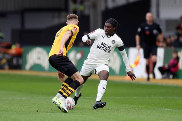 Abraham Odoh in action for Posh at Newport. Photo Joe Dent/theposh.com