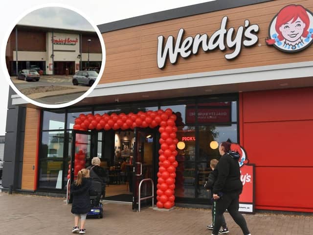 The Wendy's drive-thru in Maskew Avenue, Peterborough, which opened last year, and, inset, the venue for the second Wendy's at Cygnet Park, Hampton, Peterborough.