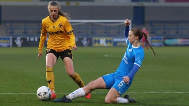 Action from Wolves v Posh in the FA Women's Cup. Photo: Ruby Red Photography