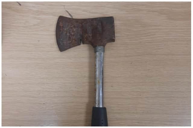 The axe found by police