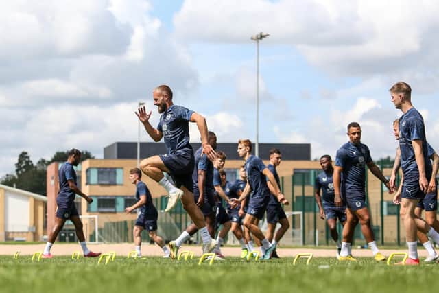 Dan Butler leading a Posh training drill this summer. Photo: Joe Dent/theposh.com