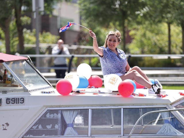 A flotilla of boats from Peterborough Yacht Club at the Embankment to celebrate D Day