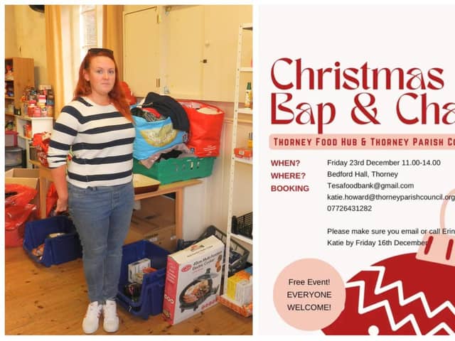 Foodbank manager and co-organiser of 'Bap & Chat', Erin Tierney: “With the cost of living prices continuing to soar we thought that a free Christmas lunch would be just the thing.”