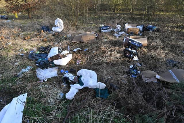 Rubbish in A47 layby east of Eye
