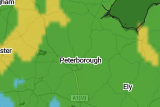 The Met Office rainfall radar for Peterborough at 5pm on Saturday (October 23)