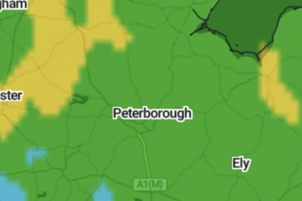 The Met Office rainfall radar for Peterborough at 5pm on Saturday (October 23)