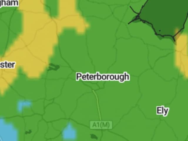 The Met Office rainfall radar for Peterborough at 5pm on Saturday (October 23)