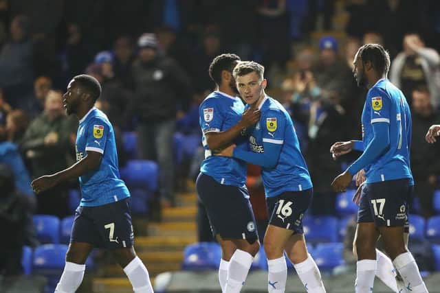 Harrison Burrows of Peterborough United celebrates his goal against Forest Green Rovers. Photo: Joe Dent/theposh.com