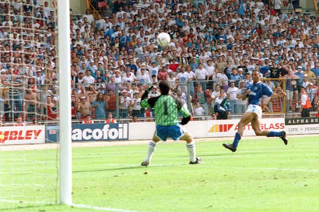Ken Charlery's match-winning goal for Posh against Stockport at Wembley in 1992.