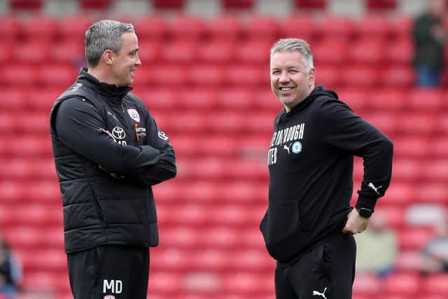 Posh boss Darren Ferguson (right) with Barnsley manager Michael Duff last weekend. Photo: Joe Dent/theposh.com.