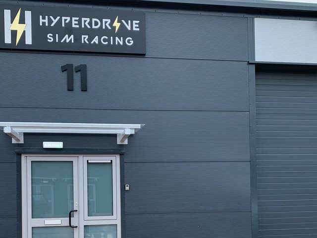 The frontage of the new Hyperdrive Sim Racing at the Eagle Business Park, Yaxley, which opens on August 13.