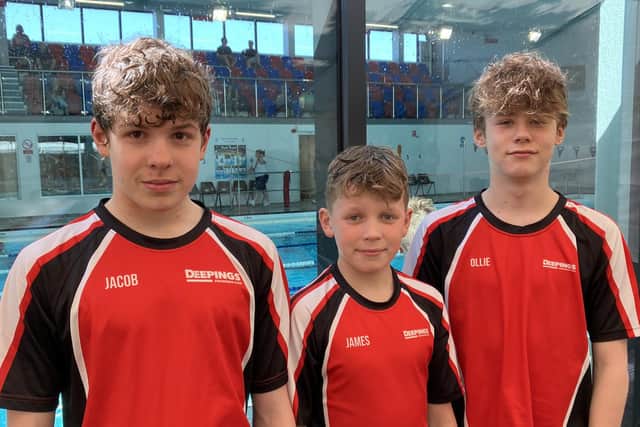 From left, Jacob Briers, James Cash and Oliver Shepherd of Deepings Swimming Club
