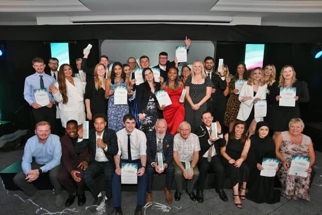 The winners group at the Peterborough Apprenticeship Awards 2022.