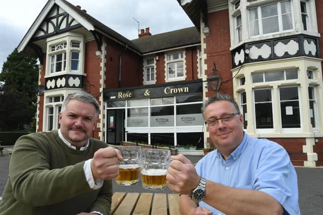 Michael Sly, the new owner of the Rose and Crown, Thorney, with his manager David Heron (left).