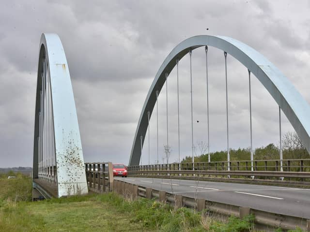 The crash happened near the 'blue bridge' on the A16 near Newborough