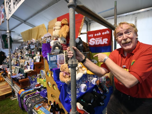 Mick Slaughter with his tombolo stand