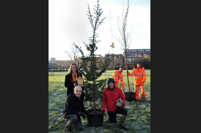 CKH’s Technical Director – Northminster, Gary Clarke (left) met up with Harriet Bowen, City College Peterborough’s Funding and Contracts Curriculum Manager along with Michael Britton (right) from PCC’s Open Space Management Team to plant the trees.