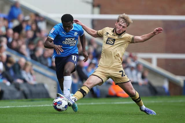 Kwame Poku of Peterborough United in action against Port Vale. Photo: Joe Dent/theposh.com
