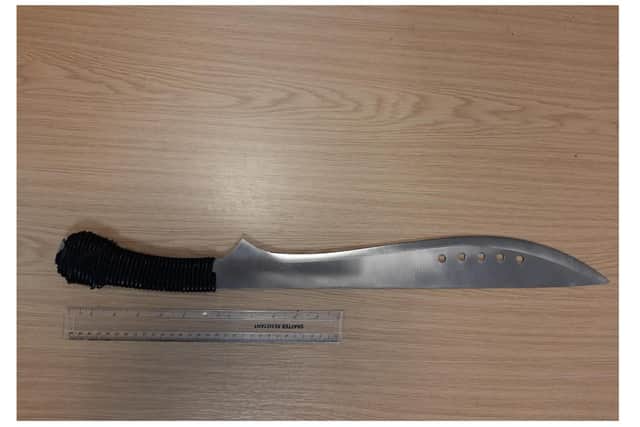 The machete seized by police