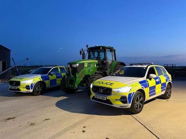 A stolen tractor recovered by police