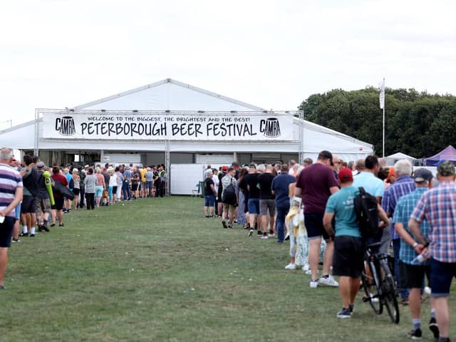 Long queues outside the 44th Peterborough Beer Festival, which kicks-off today (August 22) at the Embankment at 5.30pm.