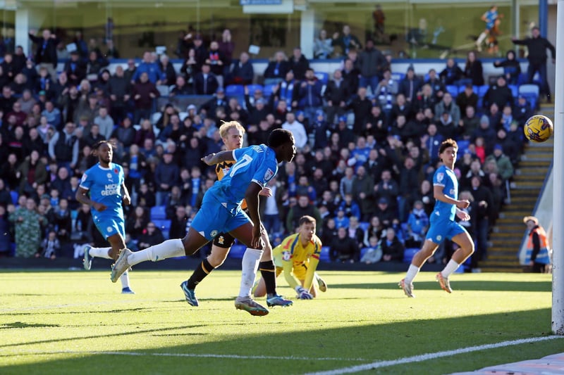 And how about a record-breaking win over local rivals Cambridge United to round this feature off? Less than two weeks ago Posh crushed Cambridge with two goals apiece from Ephron Mason-Clark and Kwame Poku and an own goal. The five goals were enough to take Posh to joint-top in the League One scoring charts this season with 31. Poku is pictured scoring his second goal.