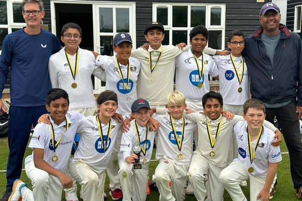 The Peterborough Town Under 13 squad that won the Borders League play-off.