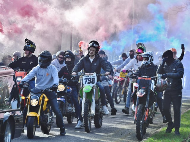 Flares were set off by mourners