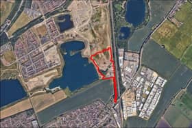 The site of the new homes between Hampton and Yaxley.