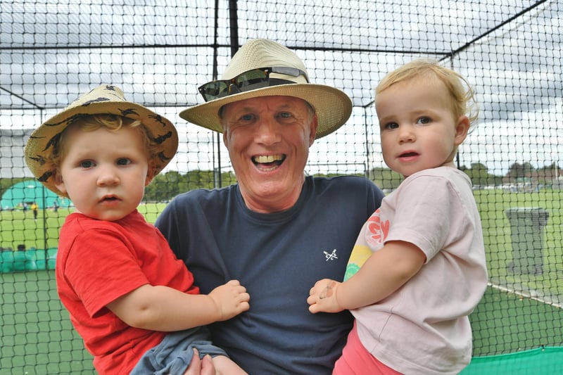 Fan Kevin Oldham with his grandchildren at Bretton Gate.