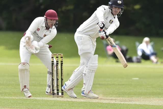 Nick Green during a brief innings of four for Peterborough Town against Fakenham. Photo David Lowndes.