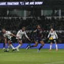 Ricky-Jade Jones of Peterborough United scores the winning goal against Derby County. Photo Joe Dent/theposh.com