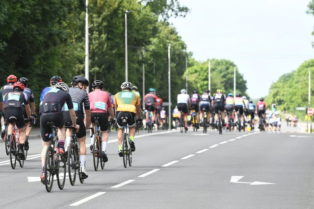 The Tour of Cambridgeshire Cycle Race from the East of England Arena.