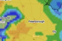The Met Office's rain radar for Peterborough in the early hours of Friday, October 19