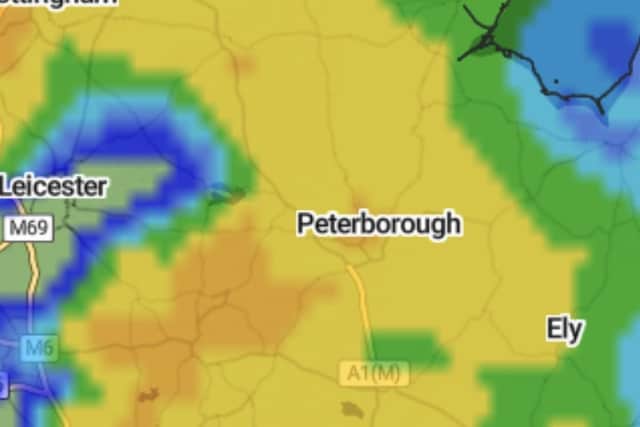 The Met Office's rain radar for Peterborough in the early hours of Friday, October 19