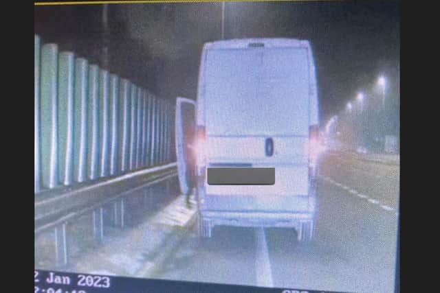 Police stopped the van driver on the A1 near Peterborough.