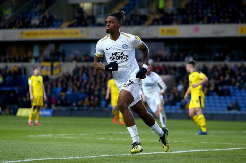 Ivan Toney celebrates scoring for Peterborough United at Oxford United on February 16, 2019. He enjoyed a rise up the football ladder, playing Premier League football with Brentford and winning caps for England in the  UEFA Nations League last September.