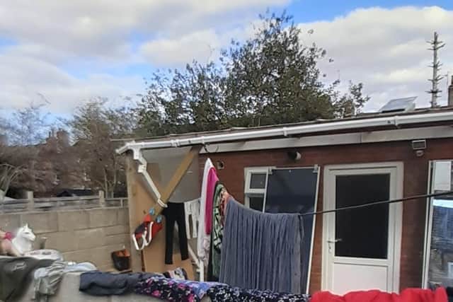 The outbuilding where the family were living