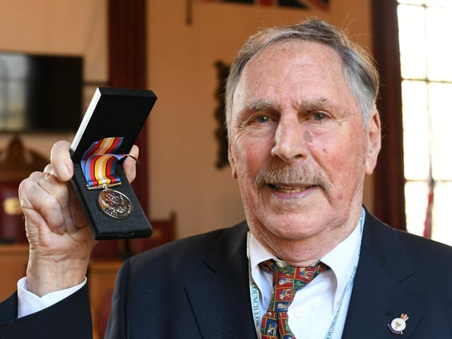 Nuclear Veteran cllr Alan Dowson with his medal.