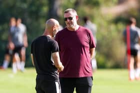 Posh chairman Darragh MacAnthony with former manager Luke Williams. Photo Joe Dent/theposh.com.