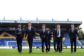 Posh players before the game at Mansfield Town. Photo: Joe Dent/theposh.com.