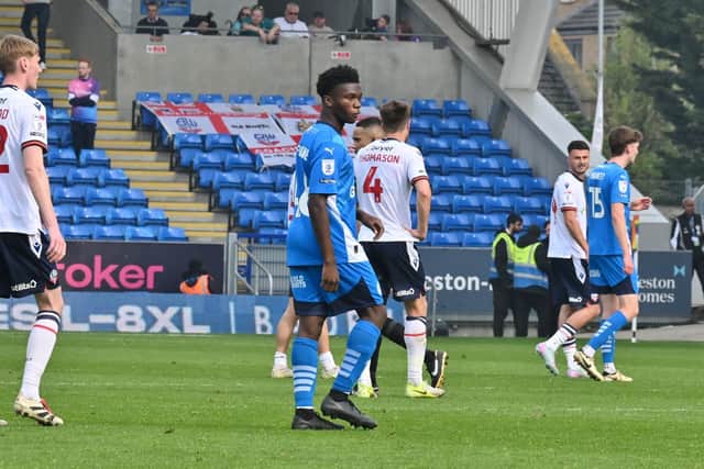 Bolu Shofowoke during his Posh debut against Bolton Wanderers. Photo David Lowndes.