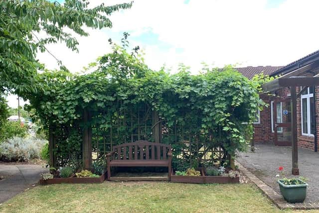 The gardens at the Cancer Wellbeing Service in Peterborough.