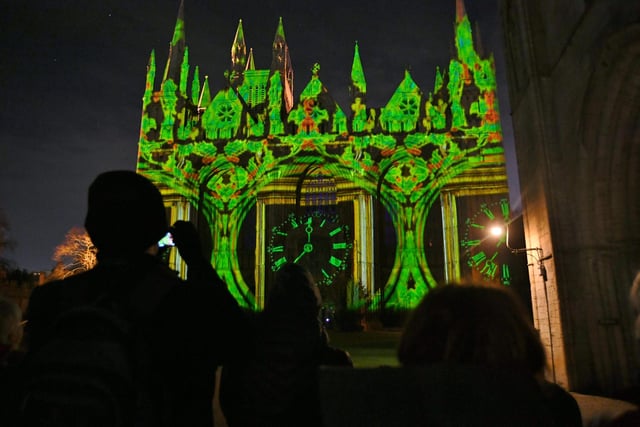 The Angels light show at Peterborough Cathedral.