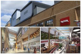 Top, the £60 million cinema on the roof of the Queensgate Shopping Centre in Peterborough. Below, images that show the vision for the transformation of the Queensgate centre.